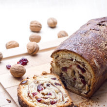 Brioche tourbillon aux épices, noix et cranberries